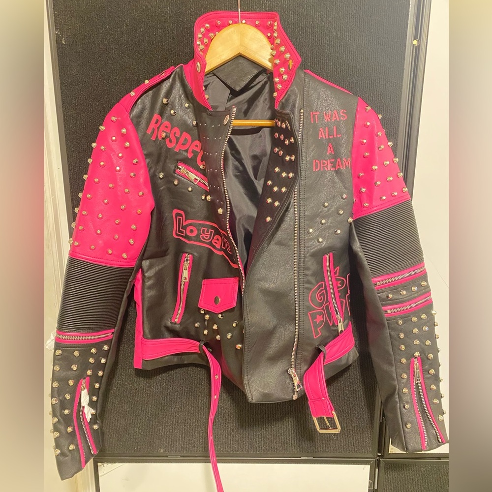 Bellivera Faux Leather Jacket Women Studded Rivet Floral Biker Short Lapel Coat